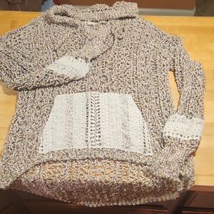 Women's Multicolor Knit Sweater with Lace Accents